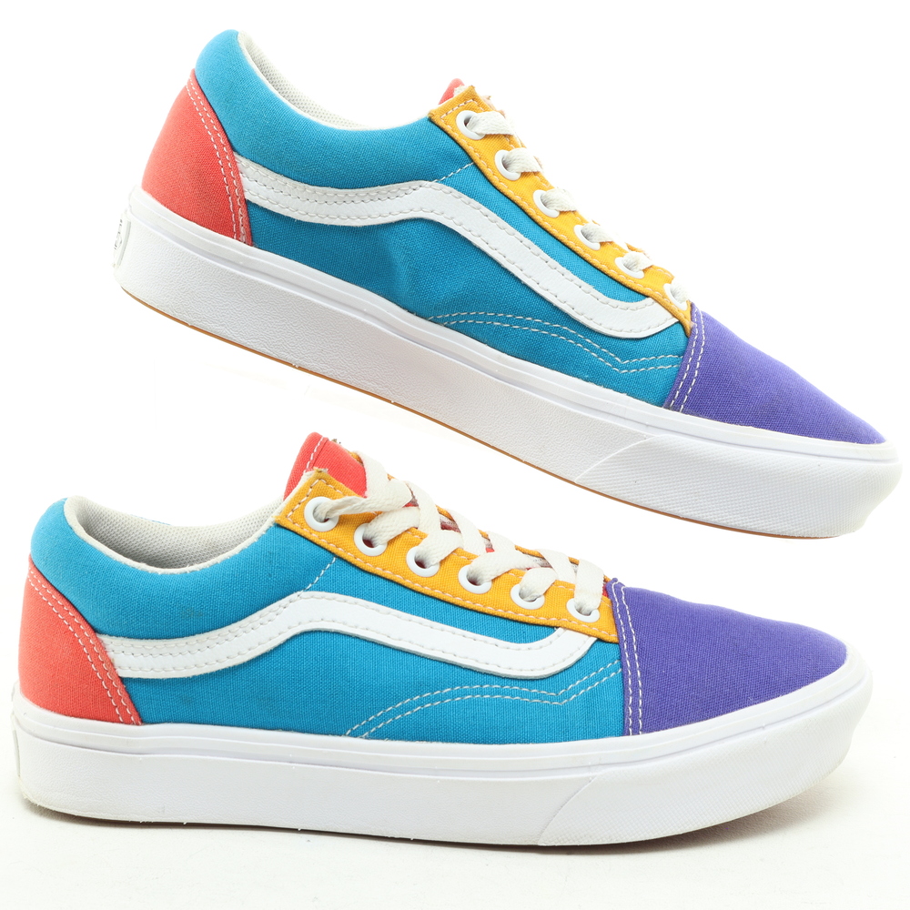 Vans Comfycush Multi Color Sneakers Women 6.5 Purple/Red Canvas Like New